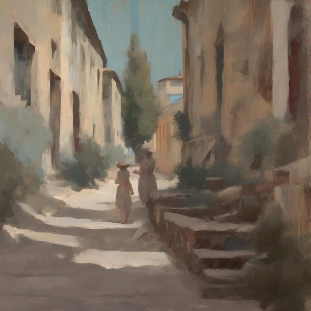 Ζωγραφική καλλιτεχνικών κινήσεων με παραδοσιακό ύφος και θεματολογία.